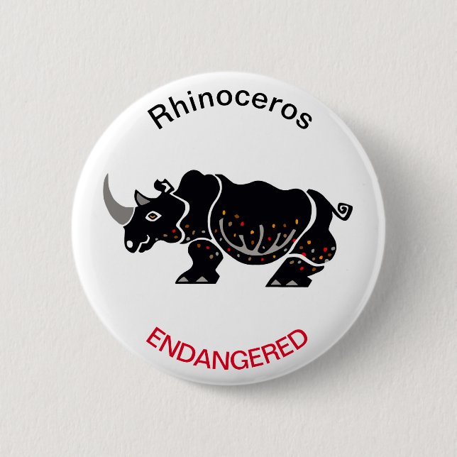Cool  RHINOCEROS- Endangered animal graphic - Button (Front)