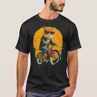 Cool riding cat with bike for bicycle and cool cat T-Shirt