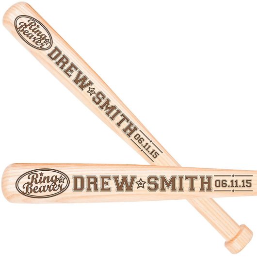 Cool Ring Bearer's Commemorative Wood Baseball Bat (Front)