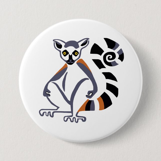 Cool Ring-tailed LEMUR -Wild animals -Wildlife Button (Front)
