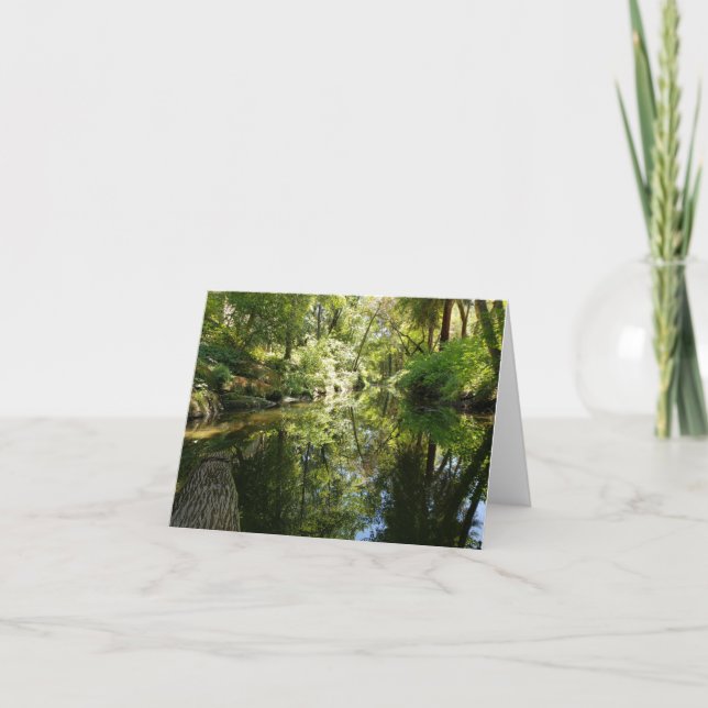 cool river reflecting greenery notecard (Front)