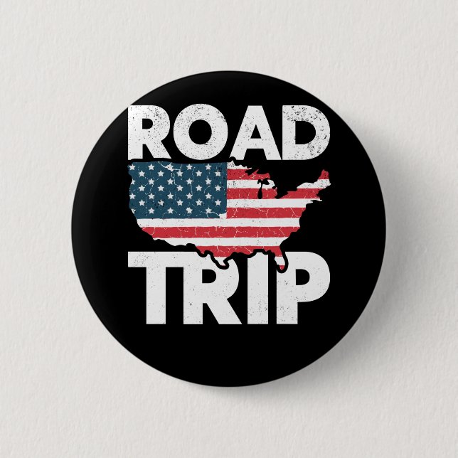 Cool Road Trip American Traveler USA Travel Button (Front)