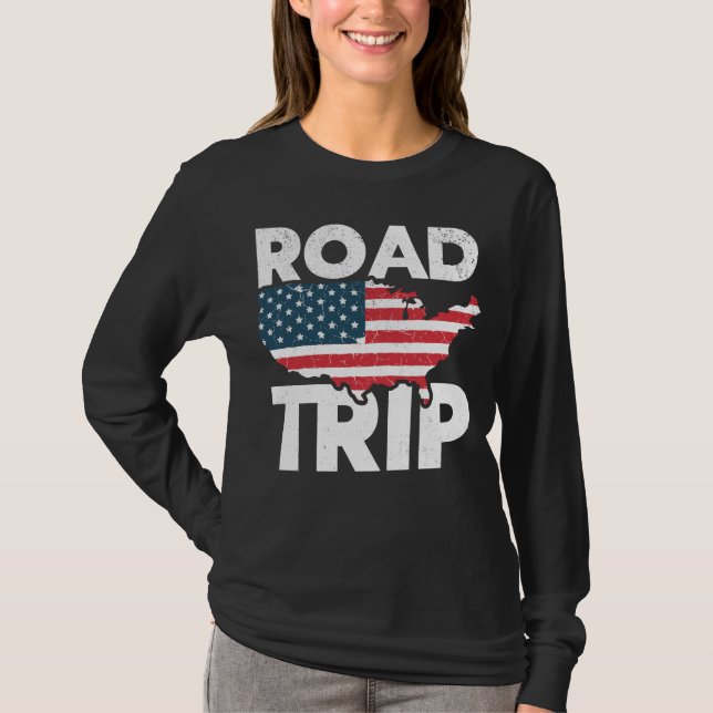 Cool Road Trip American Traveler USA Travel T-Shirt (Front)