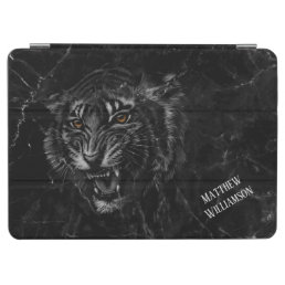 Cool Roaring Tiger Black Marble Background  iPad Air Cover