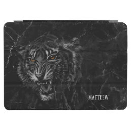 Cool Roaring Tiger Black Marble Background iPad Air Cover
