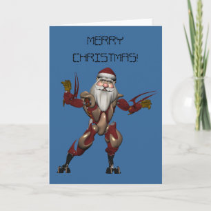 Cool Robo Tech Mech Santa Claus Holiday Card