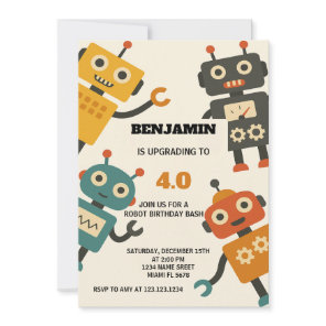 Cool Robot Birthday Invitation