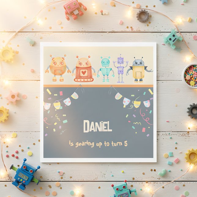 Cool Robot Birthday Party Napkins (Creator Uploaded)