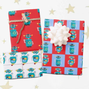 Cool Robot Boys Birthday Wrapping Paper Sheets