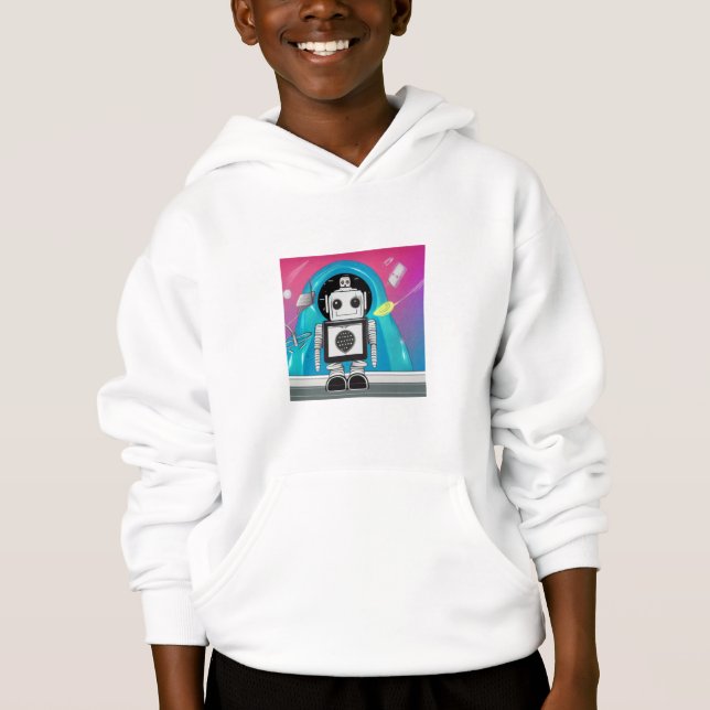 Cool Robot Pink Hoodie (Front)