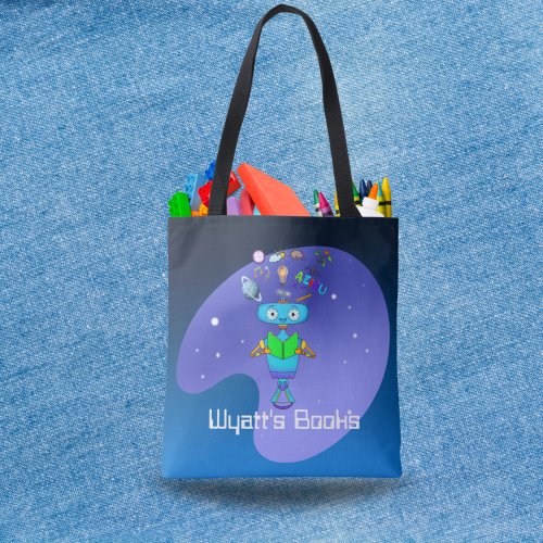 Cool Robot Reading  Learn In Galaxy Personalized  Tote Bag