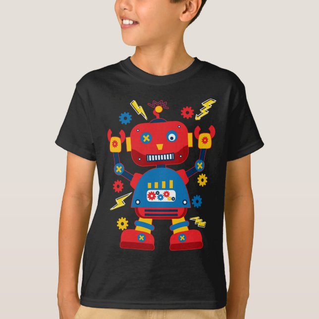 Cool Robotics Engineer Robot Kids T-Shirt (Front)