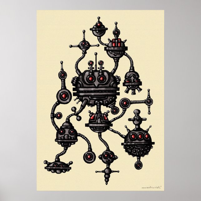 Cool robotics graphic art poster (Front)