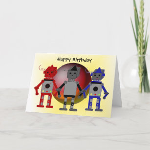 Cool Robots Birthday Wishes Card
