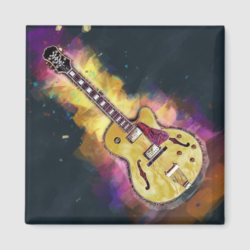 Cool Rock and Roll Band Guitar Art Magnet