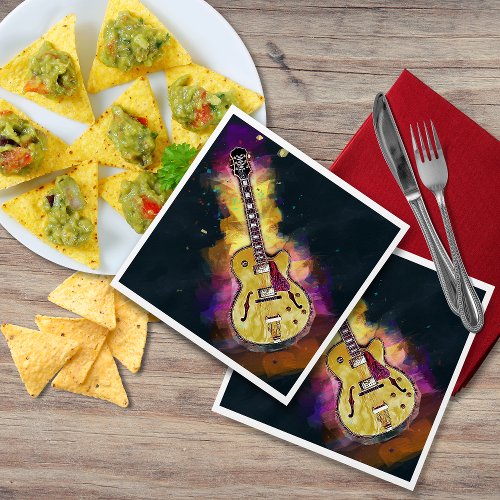 Cool Rock and Roll Band Guitar Art Napkins
