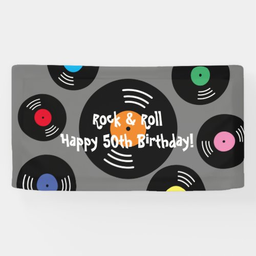 Cool Rock and Roll Birthday party banner sign