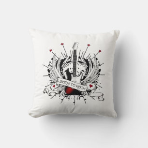 Cool Rock and Roll Kids Guitar Born to Rock Music Throw Pillow