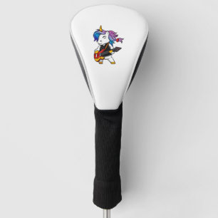 Cool rock and roll unicorn with guitar for rock fa golf head cover