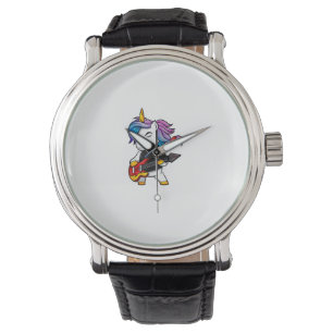 Cool rock and roll unicorn with guitar for rock fa watch