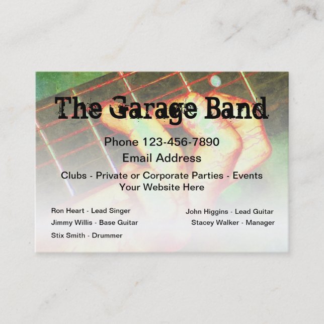 Cool Rock Band Music Theme Business Card (Front)