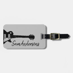 Cool rock guitar music travel luggage tag