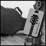 Cool Rock Guitar Music Travel Luggage Tag<br><div class="desc">A graphic image of a black acoustic guitar neck on gray,  with custom name</div>