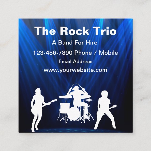 Cool Rock Music Band For Hire Business Cards (Front)