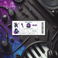Cool Rock On Music Concert Ticket 1st Birthday