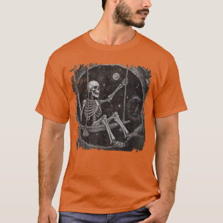 Cool Rock On Skeleton Moon Cool Rock Emo Punk Goth T-Shirt
