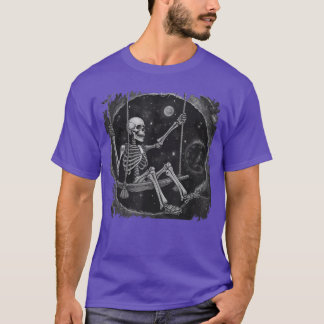 Cool Rock On Skeleton Moon Cool Rock Emo Punk Goth T-Shirt