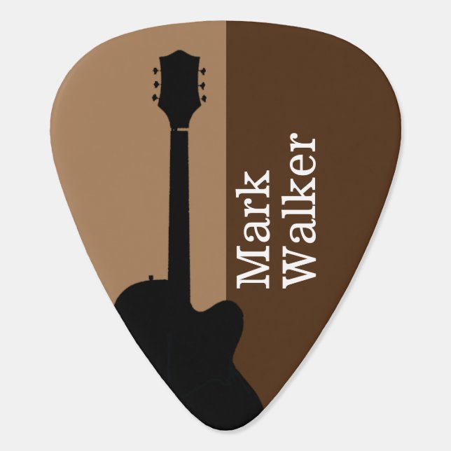 Cool Rock Personalized Brown Monogrammed Guitar Pick (Back)