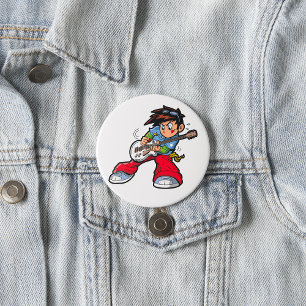 Cool Rock Star Guitarist Fun Musician Button