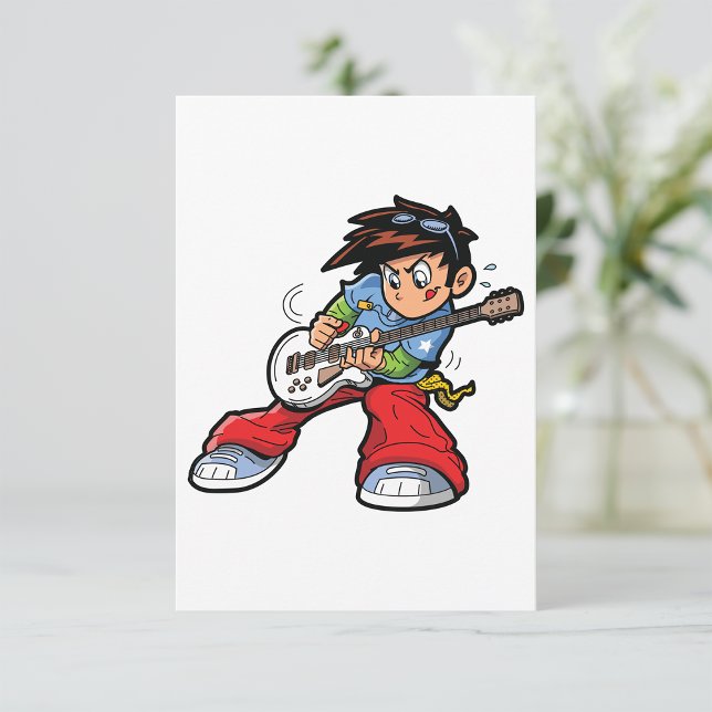 Cool Rock Star Guitarist Fun Musician  Invitation (Creator Uploaded)