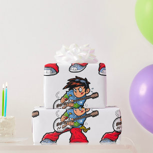 Cool Rock Star Guitarist Fun Musician Wrapping Paper