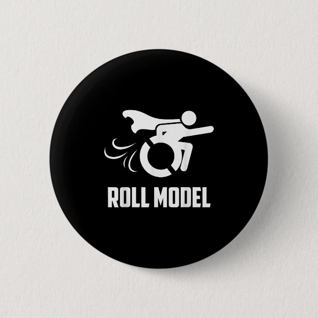 Cool Roll Model _ Funny Handicapped Person Wheelch Button (Front)