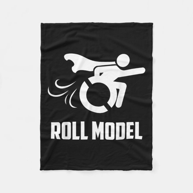 Cool Roll Model _ Funny Handicapped Person Wheelch Fleece Blanket (Front)