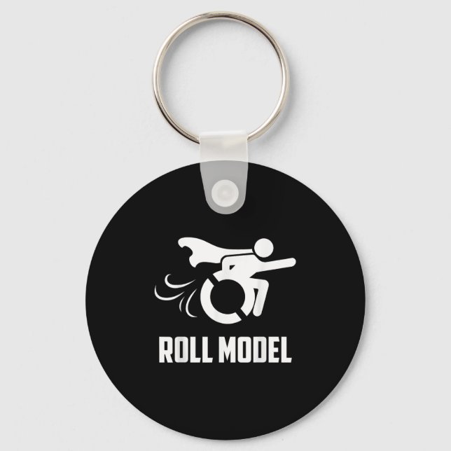Cool Roll Model _ Funny Handicapped Person Wheelch Keychain (Front)
