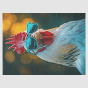 Cool Rooster Blue Sunglasses Decoupage Tissue Paper