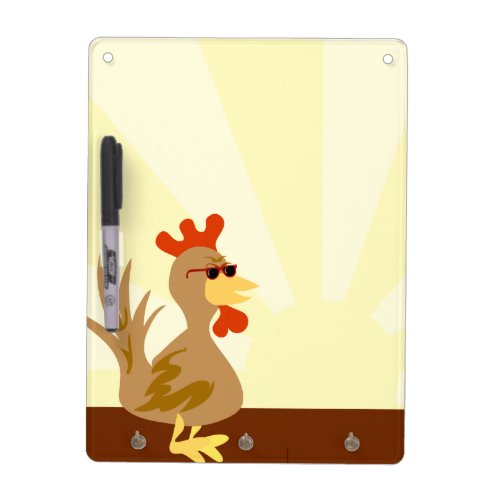 Cool Rooster Character Cartoon Art Fun Dry Erase Board