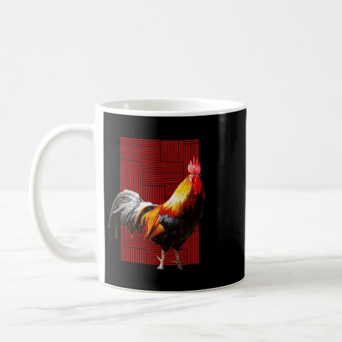Cool Rooster Geometric Retro Vintage Chicken Halft Coffee Mug