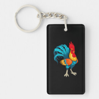 Cool Rooster Mexican Roosters Chicken Farm Animal Keychain