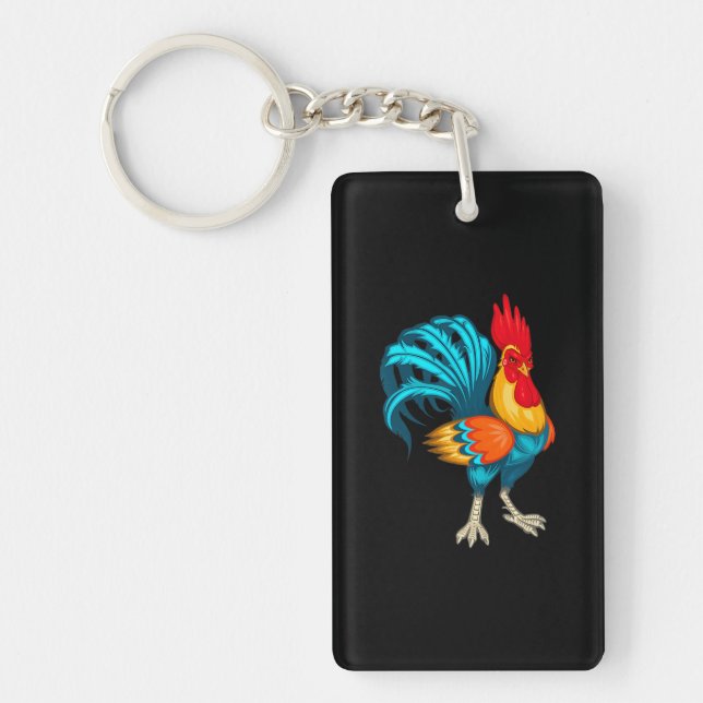 Cool Rooster Mexican Roosters Chicken Farm Animal Keychain (Front)