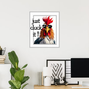 Cool Rooster Poster, Funny Quotes Chicken Pun Poster