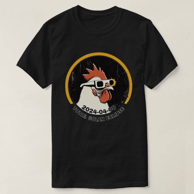 Cool rooster Total solar eclipse 2024 T-Shirt (Design Front)