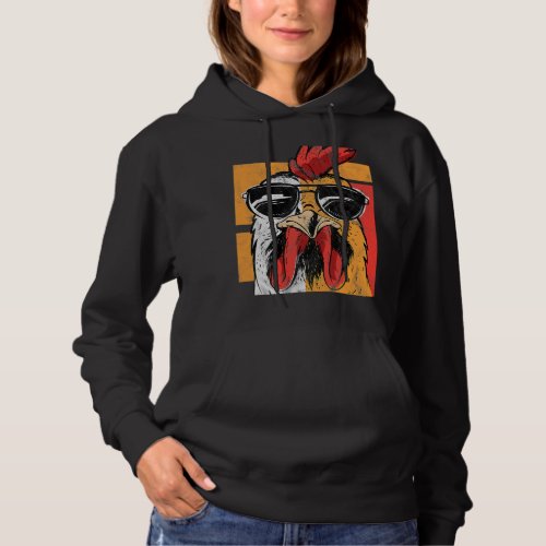 Cool Rooster Wearing Sunglasses Retro Vintage Chic Hoodie