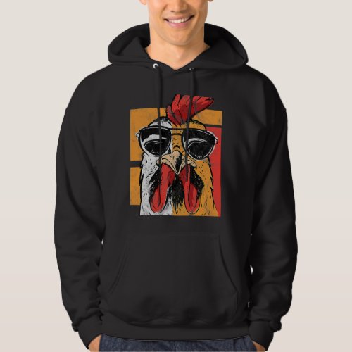 Cool Rooster Wearing Sunglasses Retro Vintage Chic Hoodie