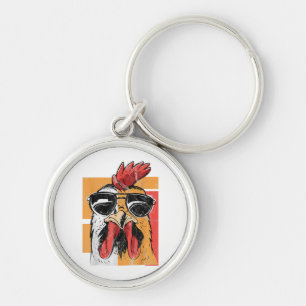 Cool Rooster Wearing Sunglasses Retro Vintage Chic Keychain