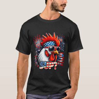 Cool Rooster with Sunglasses Sup Retro Farm Vibes T-Shirt