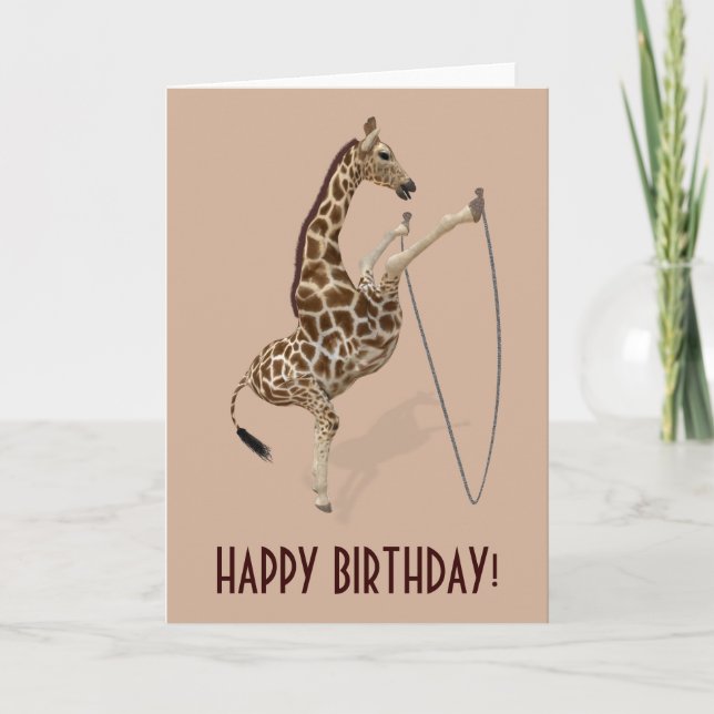 Cool Rope Jumping Giraffe Card (Front)